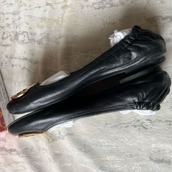 Tory Burch Classic Reva Ballet Flat Black Gold - Picture 9 of 15